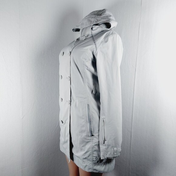 Columbia Women's Light Grey Omni-Heat Full Zip Double Breasted Trench Coat Sz - Picture 4 of 14